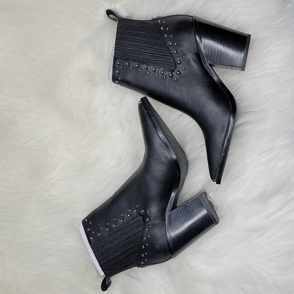 Kenneth Cole New York West Side Bootie Silver Studs RB Black Leather Boots - Picture 16 of 16